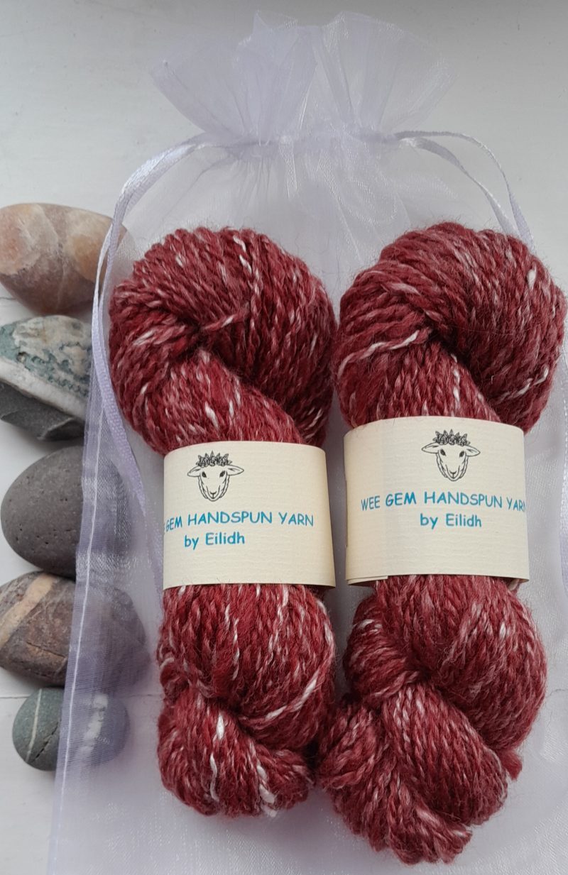 Hand Spun Yarn - Corriedale & Lotus Plant Fibre - Raspberry Ripple