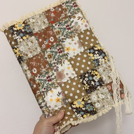 Handmade Patchwork Book Sleeve – Vintage Floral Book Cove