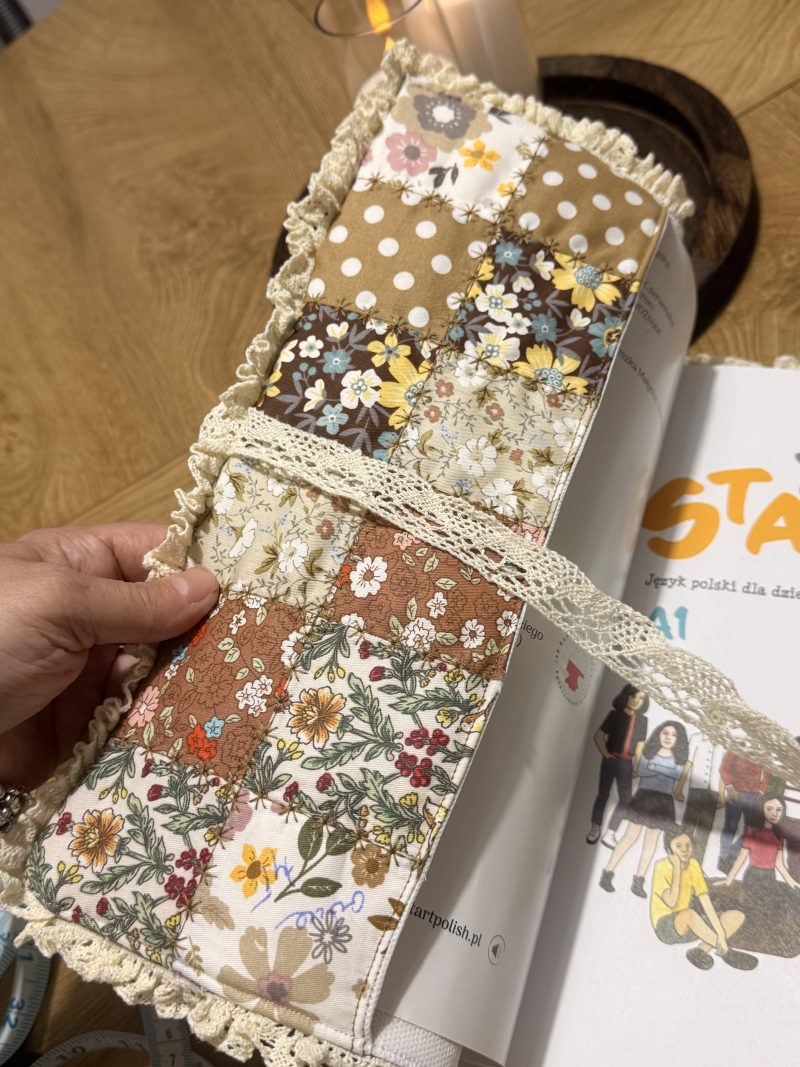 Handmade Patchwork Book Sleeve – Vintage Floral Book Cove