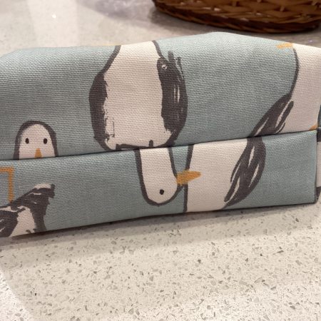 Quirky Seagull Themed Duck Egg Blue & Yellow, Lined Wash Bag/Make Up Bag