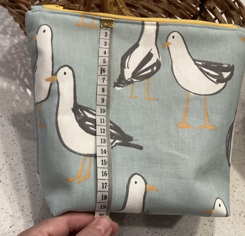 Quirky Seagull Themed Duck Egg Blue & Yellow, Lined Wash Bag/Make Up Bag
