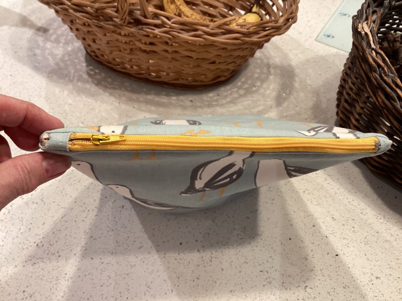 Quirky Seagull Themed Duck Egg Blue & Yellow, Lined Wash Bag/Make Up Bag