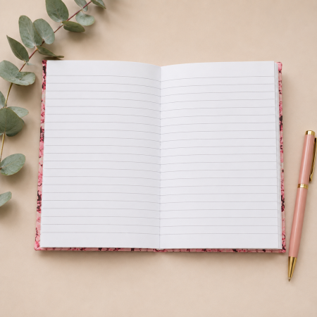 Handmade Japanese Cherry Blossom Fabric Notebook – 80 Lined Pages