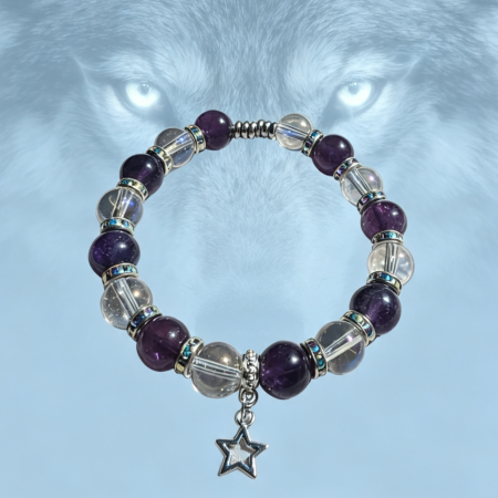 Amethyst and rainbow aura quart bracelet
