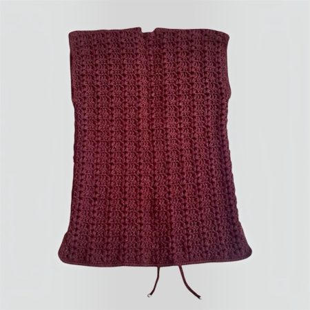 Handmade Crochet Burgundy Longline Vest Waistcoat UK 10
