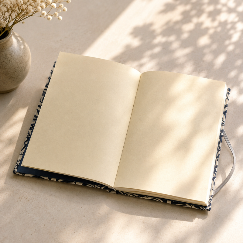 Handbound William Morris Fabric Notebook – Navy & Cream Journal – Traditional Bookbinding – Blank Pages