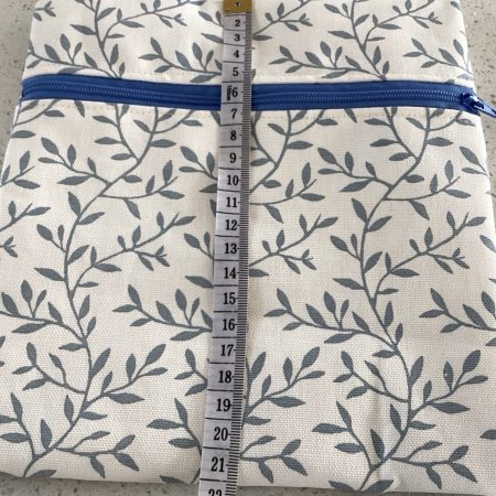 Versatile Useful Cream/Blue Fabric Lined, Zipper Medium Size Pouch