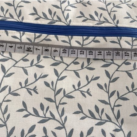 Versatile Useful Cream/Blue Fabric Lined, Zipper Medium Size Pouch