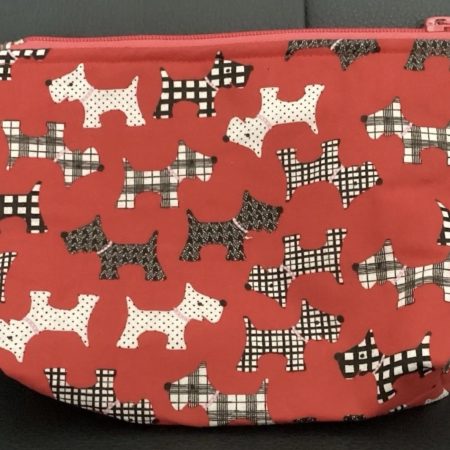 Small Fabric Lined Red Scotty Dog Themed Zipped Purse/Make Up Bag/Pouch