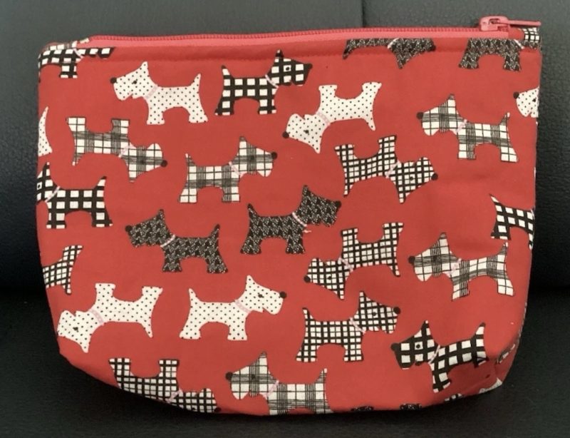 Small Fabric Lined Red Scotty Dog Themed Zipped Purse/Make Up Bag/Pouch