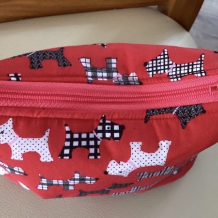 Small Fabric Lined Red Scotty Dog Themed Zipped Purse/Make Up Bag/Pouch