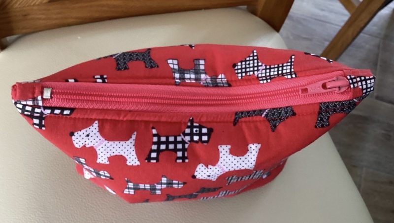 Small Fabric Lined Red Scotty Dog Themed Zipped Purse/Make Up Bag/Pouch