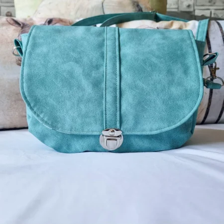 Handmade Teal Cross-Body Satchel Style Bag
