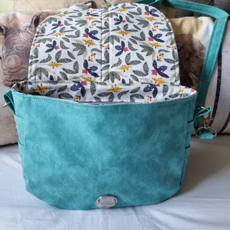 Handmade Teal Cross-Body Satchel Style Bag