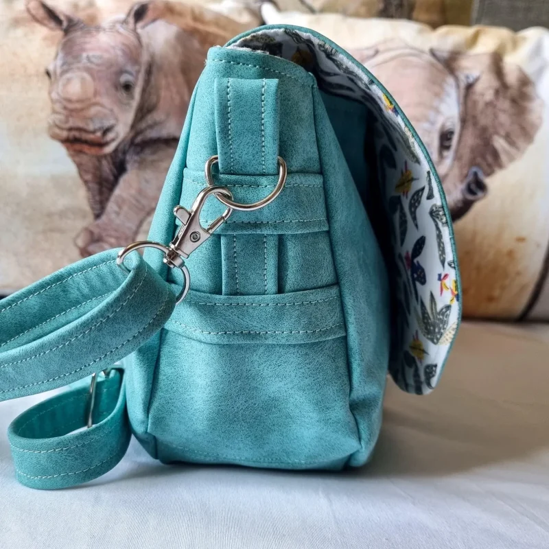 Handmade Teal Cross-Body Satchel Style Bag