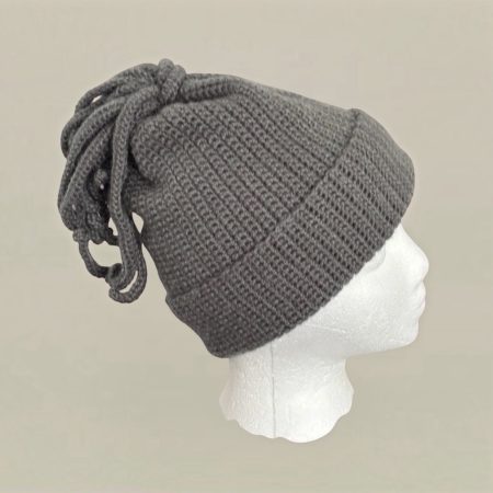 Grey Crochet Kraken Beanie Messy Bun Octopus Hat for Adults