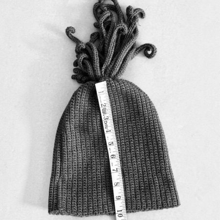 Grey Crochet Kraken Beanie Messy Bun Octopus Hat for Adults