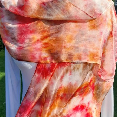 Exquisite Hand Dyed Pure Silk Scarf in Pastel Oranges with a touch of Brown 'Sunset' A Gorgeous Gift For Someone Special