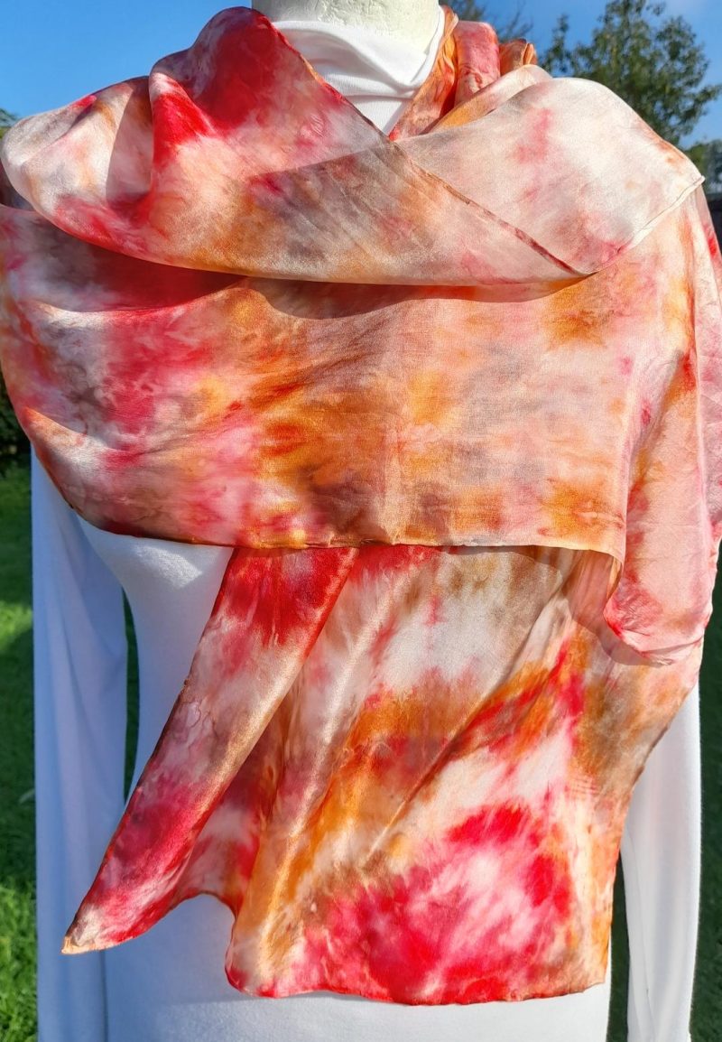 Exquisite Hand Dyed Pure Silk Scarf in Pastel Oranges with a touch of Brown 'Sunset' A Gorgeous Gift For Someone Special