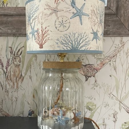 Beachcomber Seashell Table Lamp Base – Handmade Coastal Glass Lamp | Nautical Home Décor | One-of-a-Kind