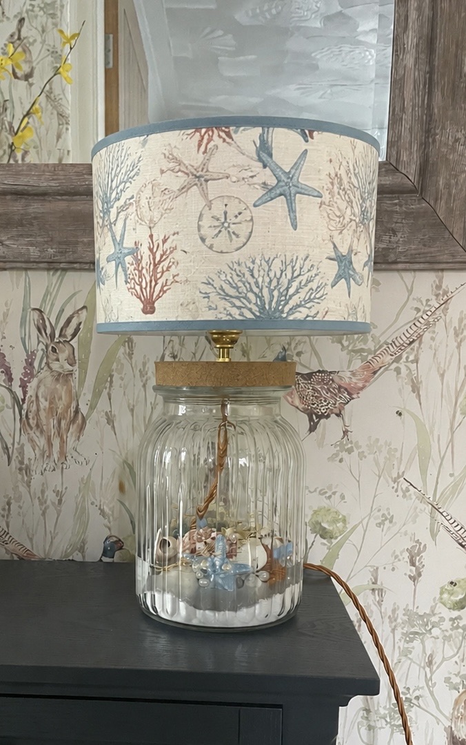 Beachcomber Seashell Table Lamp Base – Handmade Coastal Glass Lamp | Nautical Home Décor | One-of-a-Kind