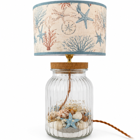 Beachcomber Seashell Table Lamp Base – Handmade Coastal Glass Lamp | Nautical Home Décor | One-of-a-Kind