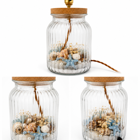 Beachcomber Seashell Table Lamp Base – Handmade Coastal Glass Lamp | Nautical Home Décor | One-of-a-Kind