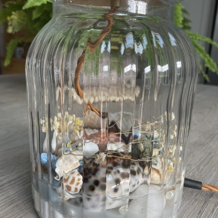 Beachcomber Seashell Table Lamp Base – Handmade Coastal Glass Lamp | Nautical Home Décor | One-of-a-Kind