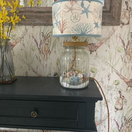 Beachcomber Seashell Table Lamp Base – Handmade Coastal Glass Lamp | Nautical Home Décor | One-of-a-Kind