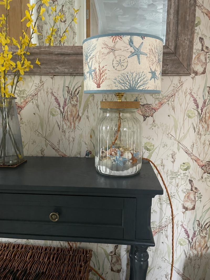 Beachcomber Seashell Table Lamp Base – Handmade Coastal Glass Lamp | Nautical Home Décor | One-of-a-Kind