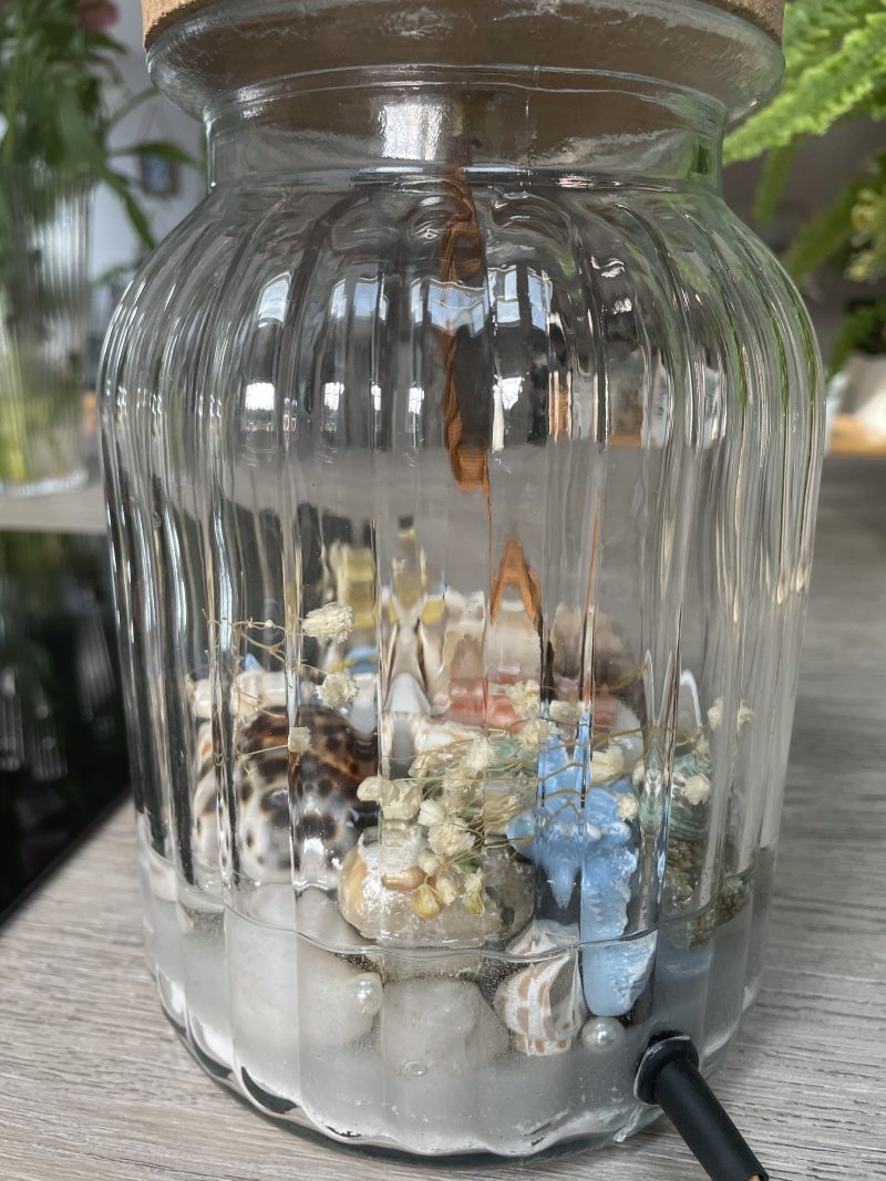 Beachcomber Seashell Table Lamp Base – Handmade Coastal Glass Lamp | Nautical Home Décor | One-of-a-Kind