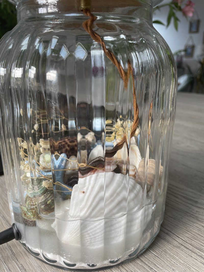 Beachcomber Seashell Table Lamp Base – Handmade Coastal Glass Lamp | Nautical Home Décor | One-of-a-Kind
