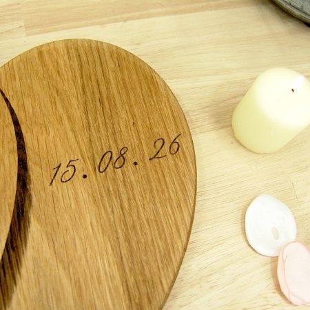 Hearts Personalised Chopping Board Wedding Gift - Oak Beech Engraved