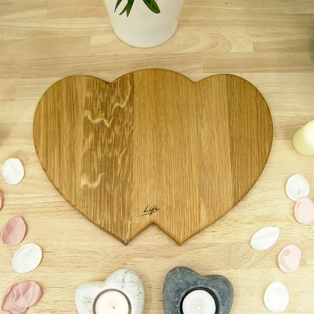 Hearts Personalised Chopping Board Wedding Gift - Oak Beech Engraved