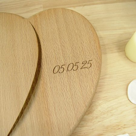 Hearts Personalised Chopping Board Wedding Gift - Oak Beech Engraved