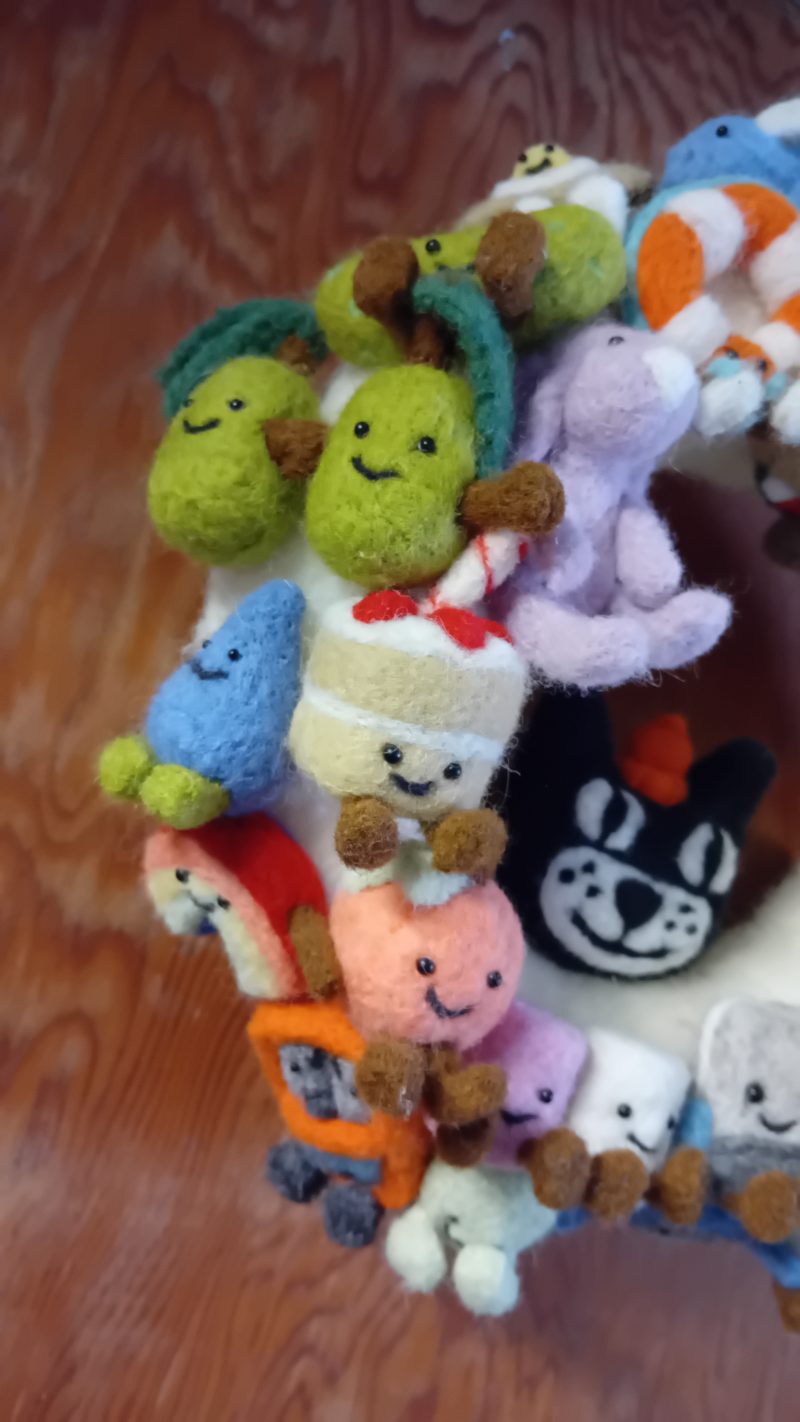Plush wreath full of colourful cute items,ultimate unique item