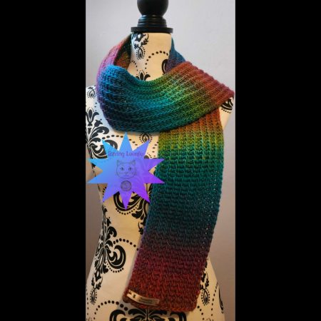Beautiful Rainbow Tunisian Crochet Lace Scarf