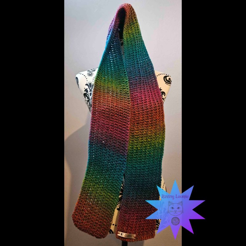 Beautiful Rainbow Tunisian Crochet Lace Scarf