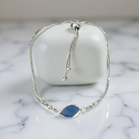 Coastal Sea Glass Silver Adjustable Bracelet