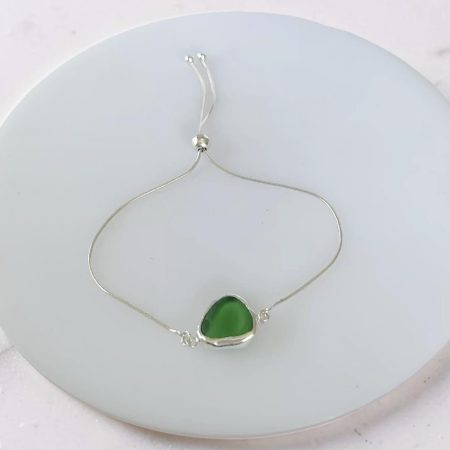 Coastal Sea Glass Silver Adjustable Bracelet