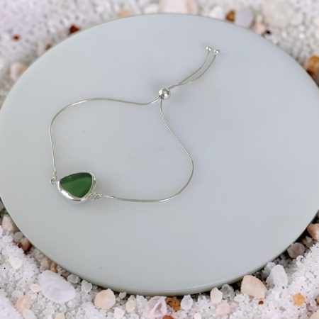 Coastal Sea Glass Silver Adjustable Bracelet