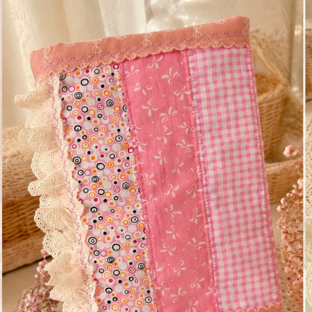 Handmade Pink Patchwork Book Sleeve | Shabby Chic • Cottagecore • Romantic Vintage