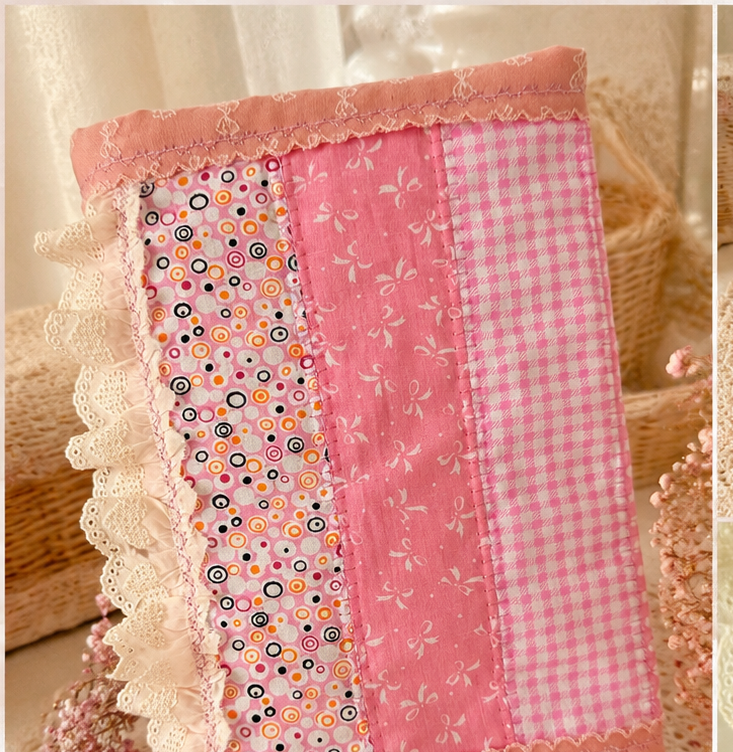 Handmade Pink Patchwork Book Sleeve | Shabby Chic • Cottagecore • Romantic Vintage