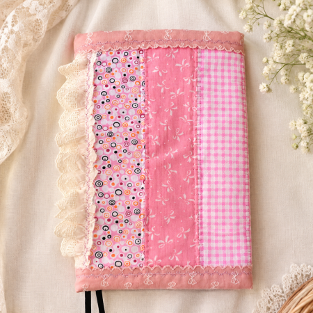 Handmade Pink Patchwork Book Sleeve | Shabby Chic • Cottagecore • Romantic Vintage
