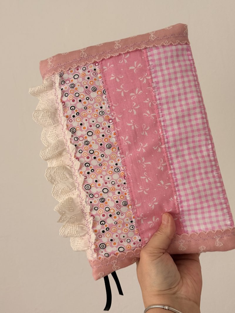 Handmade Pink Patchwork Book Sleeve | Shabby Chic • Cottagecore • Romantic Vintage