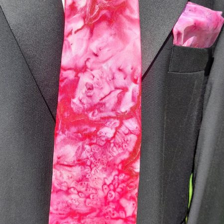 A Very Striking Unisex Hot Pink Hand Dyed Pure Silk Tie and Pocket Square Set. Perfect For Anyone Who Like To Make A Statement.