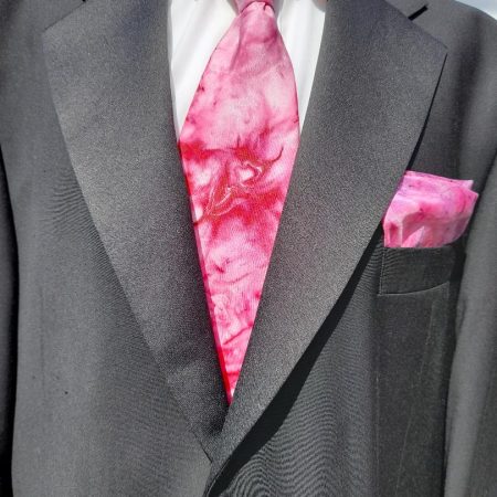 A Very Striking Unisex Hot Pink Hand Dyed Pure Silk Tie and Pocket Square Set. Perfect For Anyone Who Like To Make A Statement.