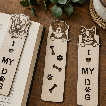 Personalised Dog Bookmark – Custom Breed Laser Cut Wooden Bookmark
