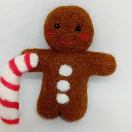 Gingerbread man needlefelt wool
