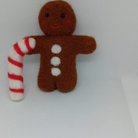 Gingerbread man needlefelt wool